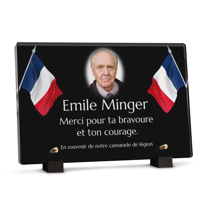 Plaque étendard armée commémorative avec photo