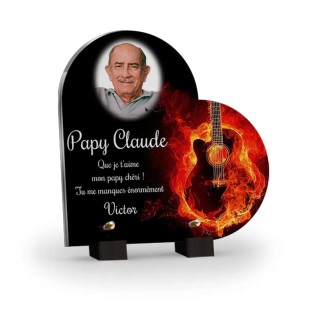 Plaque funéraire Johnny Hallyday personnalisée avec texte et photo