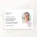 Carte de remerciements décès avec fleur rose et photo du défunt