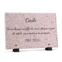 Plaque funéraire motif granit rose personnalisée avec texte