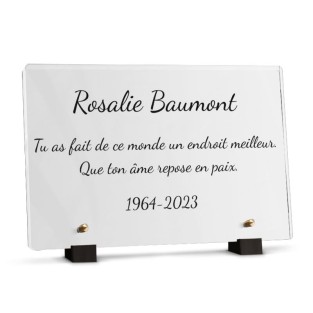 Plaque funéraire blanche personnalisée avec texte