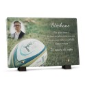 plaque funéraire ballon rugby avec photo