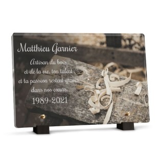 Plaque funéraire menuisier personnalisée avec texte