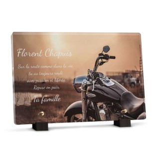 Plaque funéraire motard personnalisée avec texte