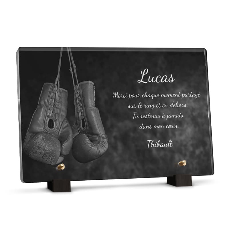 Plaque funéraire boxe  - Plaque tombale deces en plexiglas personnalisée avec photo et texte