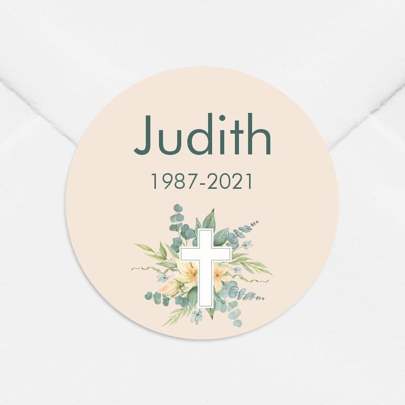 Stickers décès personnalisé croix catholique