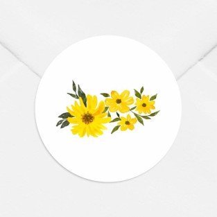 Stickers décès personnalisé fleur jaune