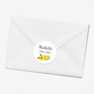 Stickers décès personnalisé fleur jaune