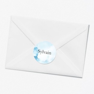 Stickers décès personnalisé bleu plume