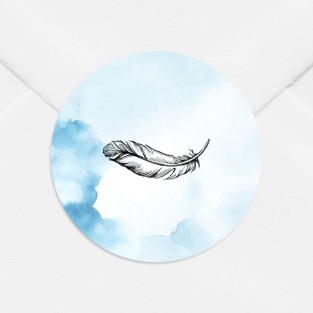 Stickers décès personnalisé bleu plume