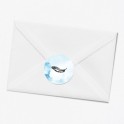 Stickers décès personnalisé bleu plume