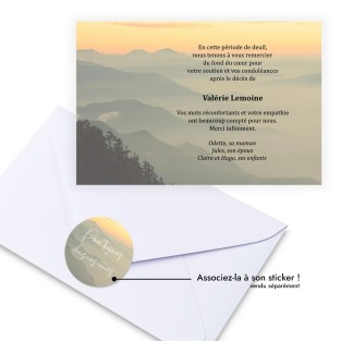 Carte de remerciements décès montagne