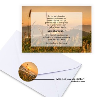 Carte de remerciements décès paysage nature