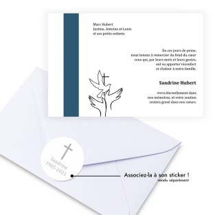 Carte de remerciements funéraire religieuse croix