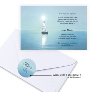 Carte de remerciements funérailles mer bateau