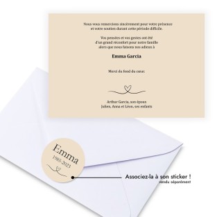 Carte de remerciements funéraire coeur